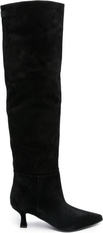 3juin 75mm pointed-toe suede boots Black