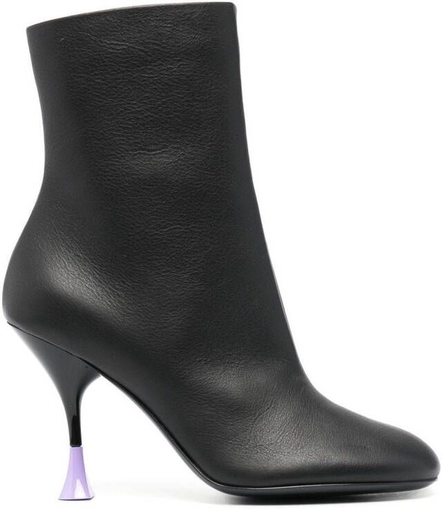 3juin 95mm leather ankle boots Black