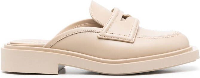 3juin almond-toe leather mules Neutrals