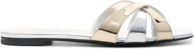 3juin Caris Vegas leather slides Silver