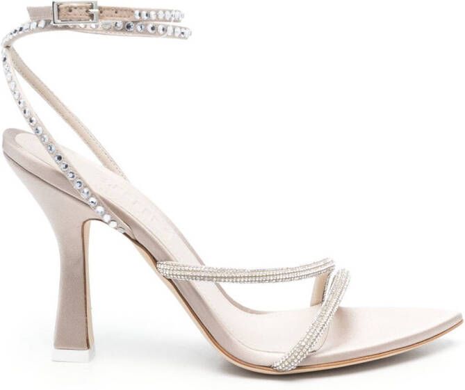 3juin crystal-embellished 65mm sandals Neutrals