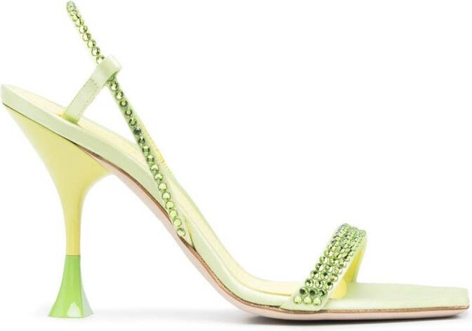 3juin 90mm crystal-embellished leather sandals Green