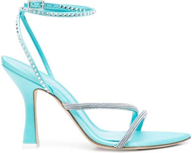 3juin crystal-embellished strappy leather sandals Blue