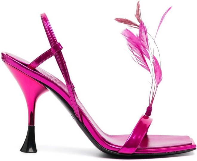 3juin feather-detail 110mm slingback sandals Pink