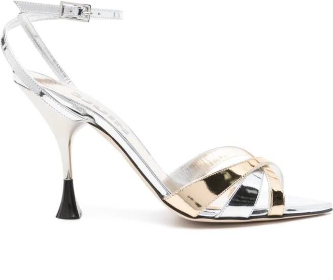 3juin Noeli Gala 105mm leather sandals Silver