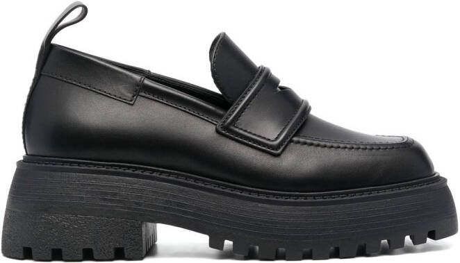 3juin platform 40mm leather loafers Black