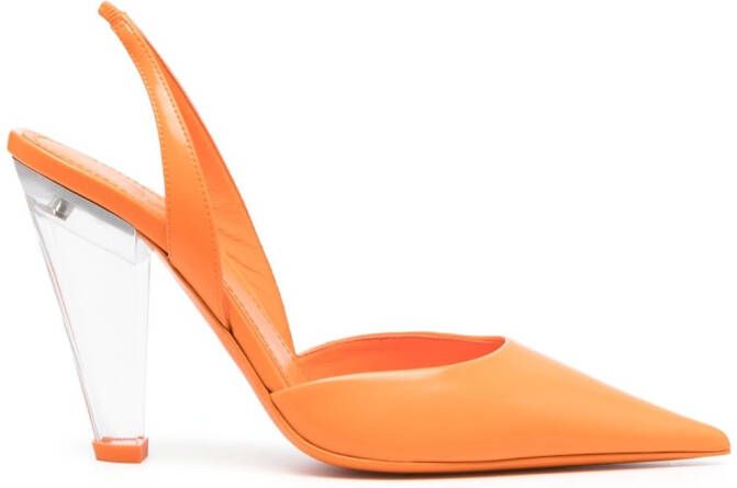 3juin pointed-toe leather pumps Orange