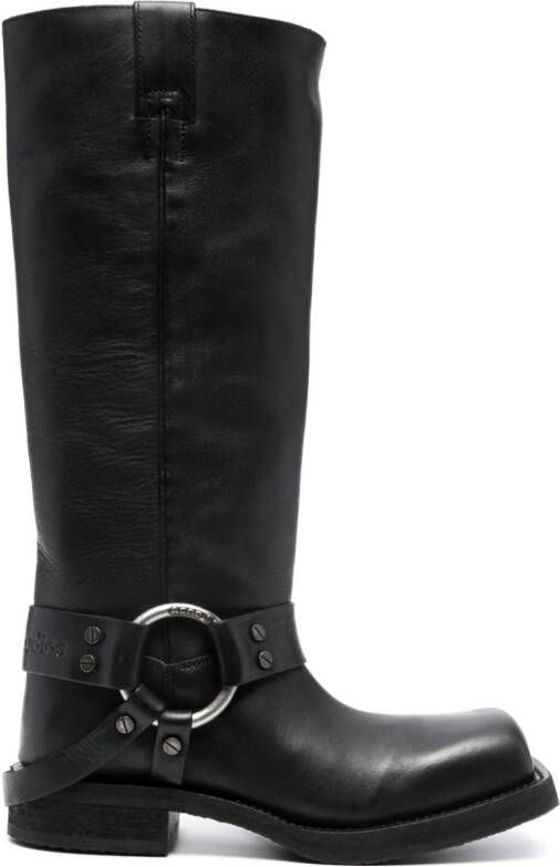 Acne Studios 30mm square-toe leather boots Black
