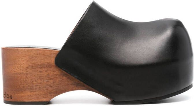Acne Studios wooden-platform clogs Black