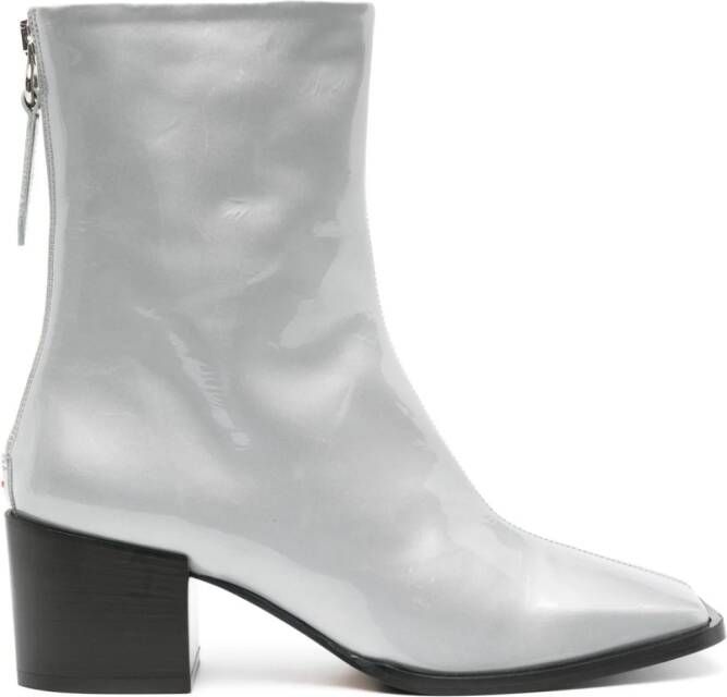 Aeyde Amina patent leather ankle boots Grey