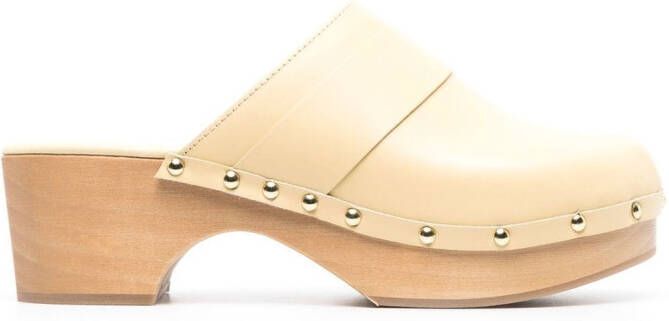 Aeyde Bibi 60mm leather wooden mules Neutrals