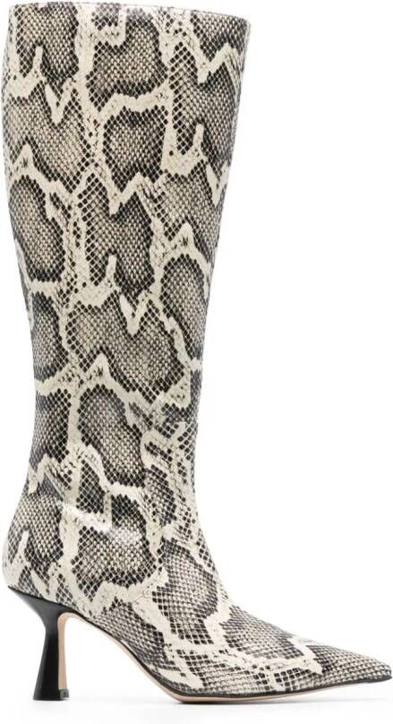 Aeyde Esme 75mm knee boots Neutrals