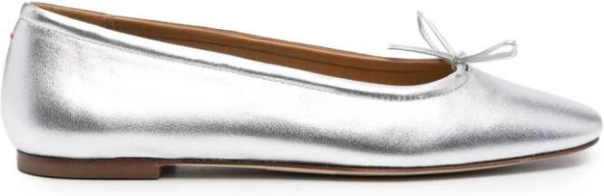 Aeyde metallic leather ballerina shoes Silver