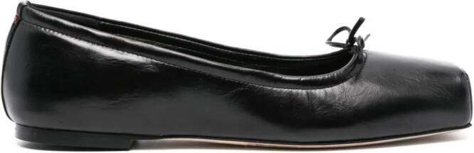 Aeyde square-toe leather ballerina shoes Black
