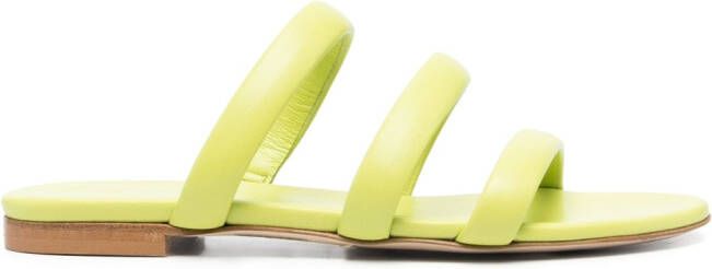 Aeyde strap-detail leather slides Green