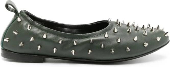 AGL Milly spike-stud leather ballerina shoes Green