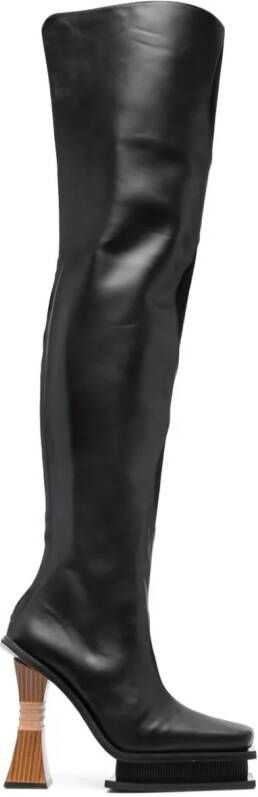 Ahluwalia Veena 120mm leather knee boots Black