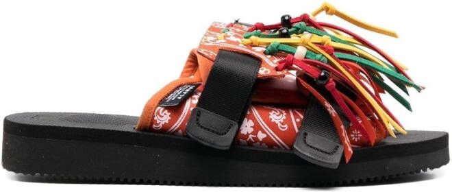 Alanui X Suicoke x Suicoke Moto fringed slides Orange