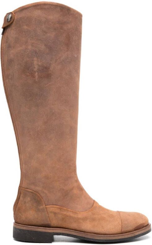 Alberto Fasciani zipped leather knee-length boots Brown