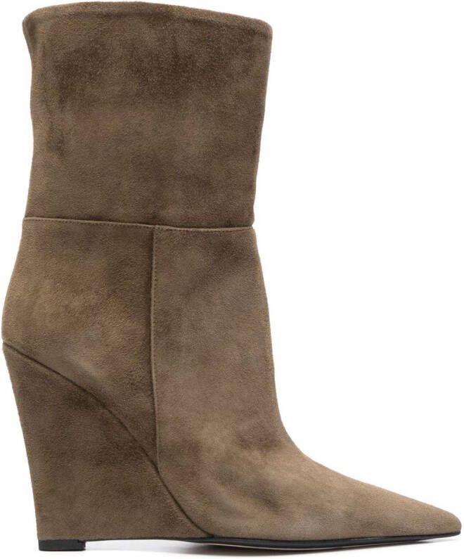 Alevì 115mm suede wedge boots Green
