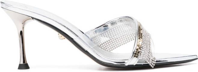 Alevì 85mm metallic-finish leather sandals Silver