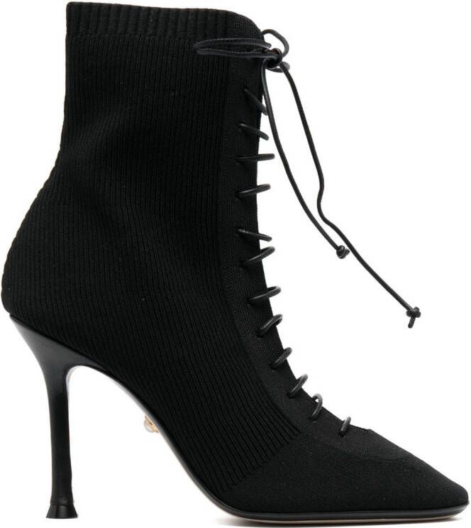 Alevì Love ribbed-knit ankle boots Black