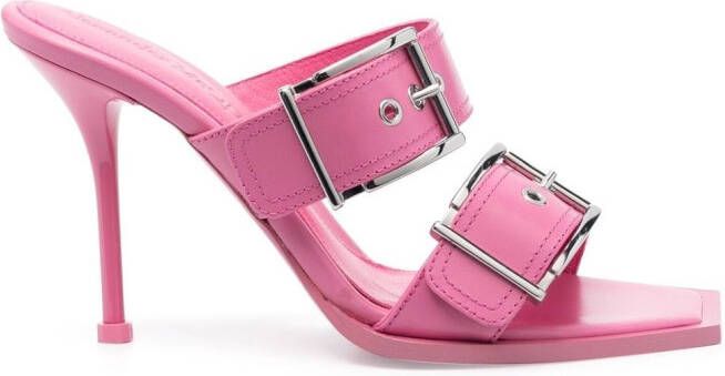 Alexander McQueen 100mm buckled leather sandals Pink
