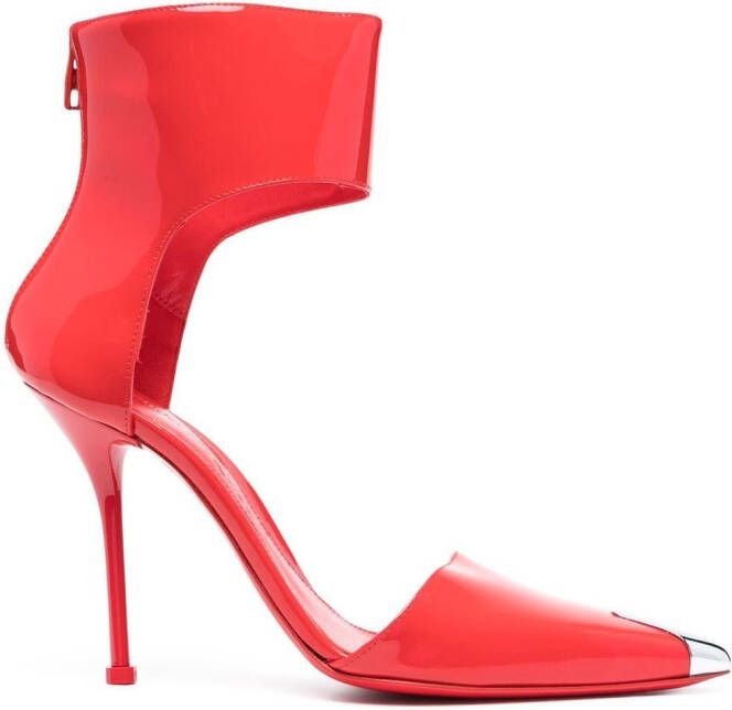 Alexander McQueen 115mm metallic toe-cap detail pumps Red