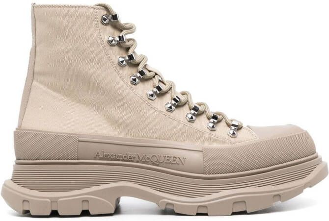 Alexander McQueen 70mm chunky lace-up boots Neutrals