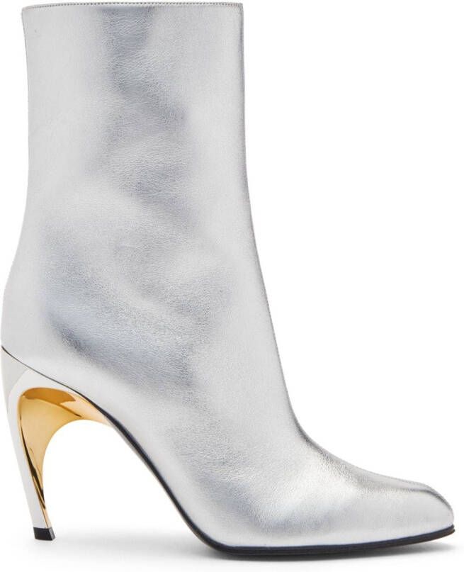 Alexander McQueen Armadillo 95mm leather ankle boots Silver
