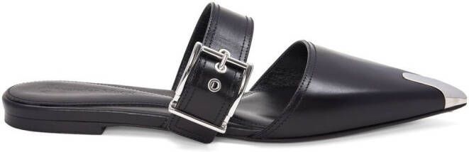 Alexander McQueen buckled leather mules Black