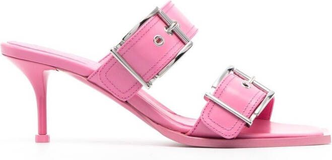 Alexander McQueen 75mm buckled leather sandals Pink