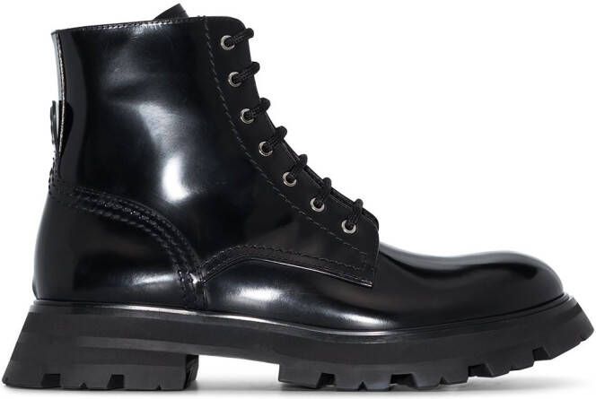 Alexander McQueen leather combat boots Black