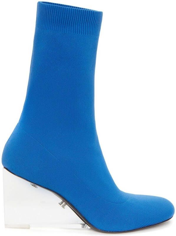 Alexander McQueen Shard transparent heel sock boots Blue