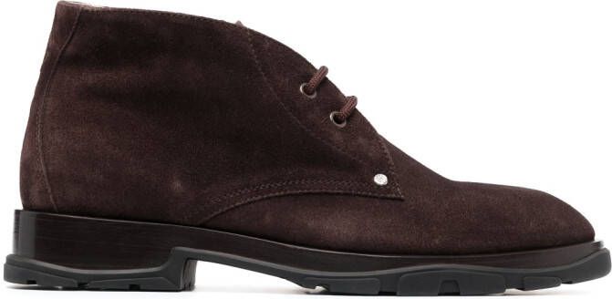 Alexander McQueen lace-up suede boots Brown