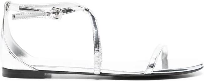 Alexander McQueen metallic leather sandals Silver