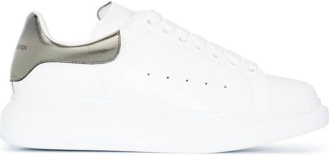 Alexander McQueen Oversized metallic leather sneakers White