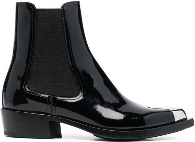 Alexander McQueen patent ankle boots Black