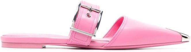 Alexander McQueen buckled leather mules Pink