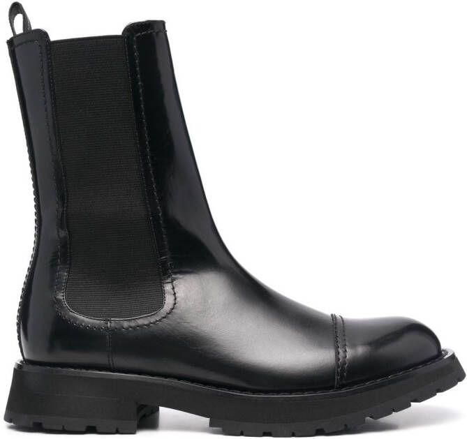 Alexander McQueen polished leather Chelsea boots Black