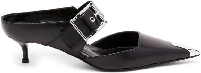 Alexander McQueen Punk Buckle 40mm leather mules Black - Picture 2