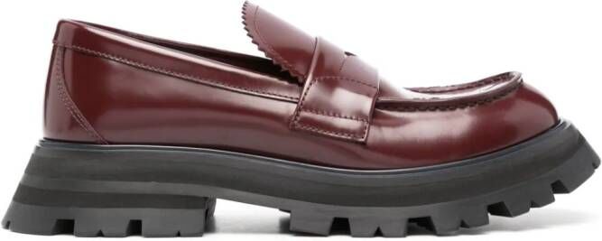 Alexander McQueen ridged-sole leather loafers Red