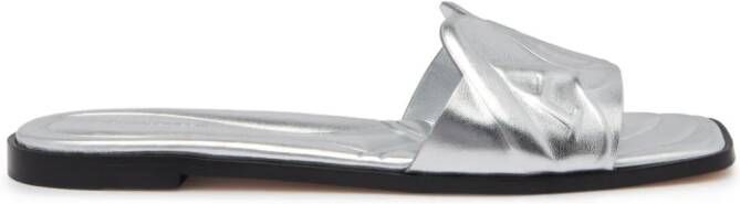Alexander McQueen embossed-logo slides Silver