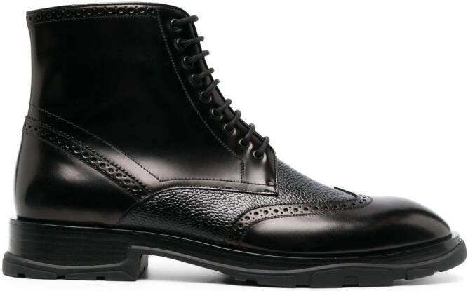 Alexander McQueen textured lace-up boots Black