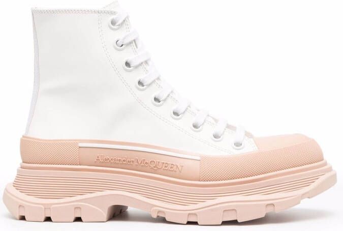 Alexander McQueen Tread Slick lace-up ankle boots White