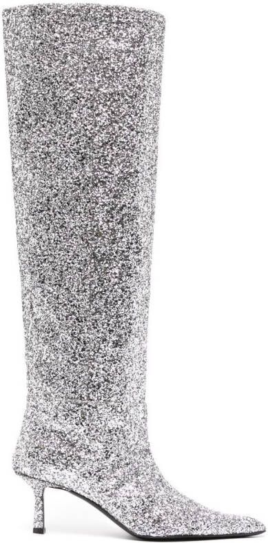 Alexander Wang Viola 60mm glitter long boots Silver