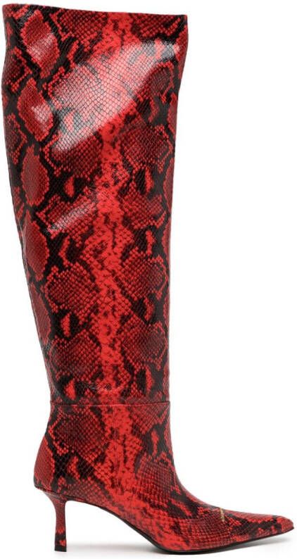 Alexander Wang Viola snake-print leather boots Red