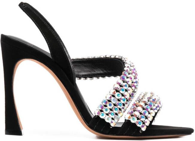 Alexandre Birman crystal-embellished leather sandals Black