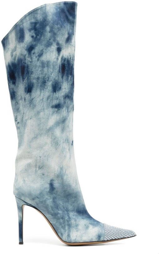 Alexandre Vauthier 105mm snow-printed denim boots Blue