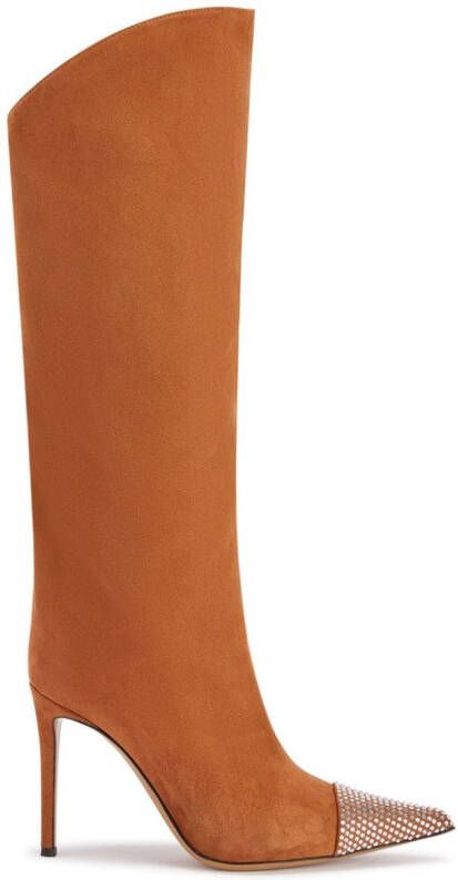 Alexandre Vauthier crystal-embellished 105mm boots Brown